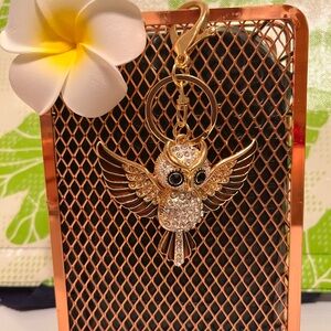 Gold and Silver Owl Keychain Accessory